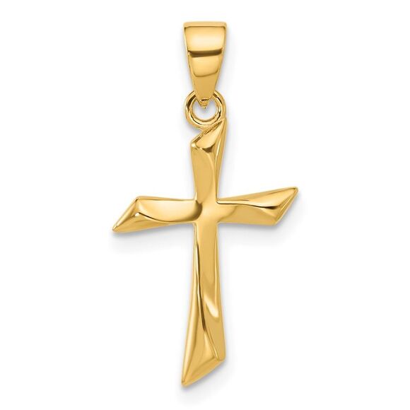 14k Yellow Gold Polished Cross Pendant